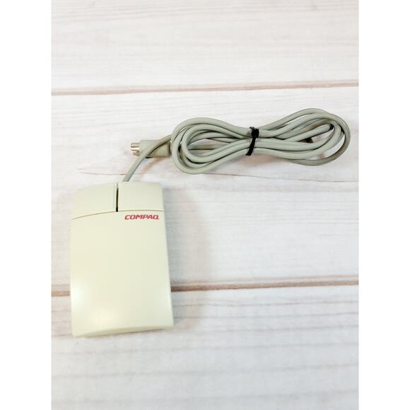 Vintage Compaq M-S28 PS/2 White 2 Buttons Ball Mouse PS2 Tested Works 1990s - Picture 1 of 9